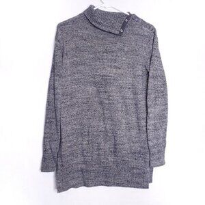 Gap Gray & Tan Mock Neck Button Collar Knit Tunic Sweater Women's Size XS